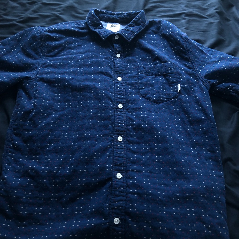 vans men’s button up shirt blue